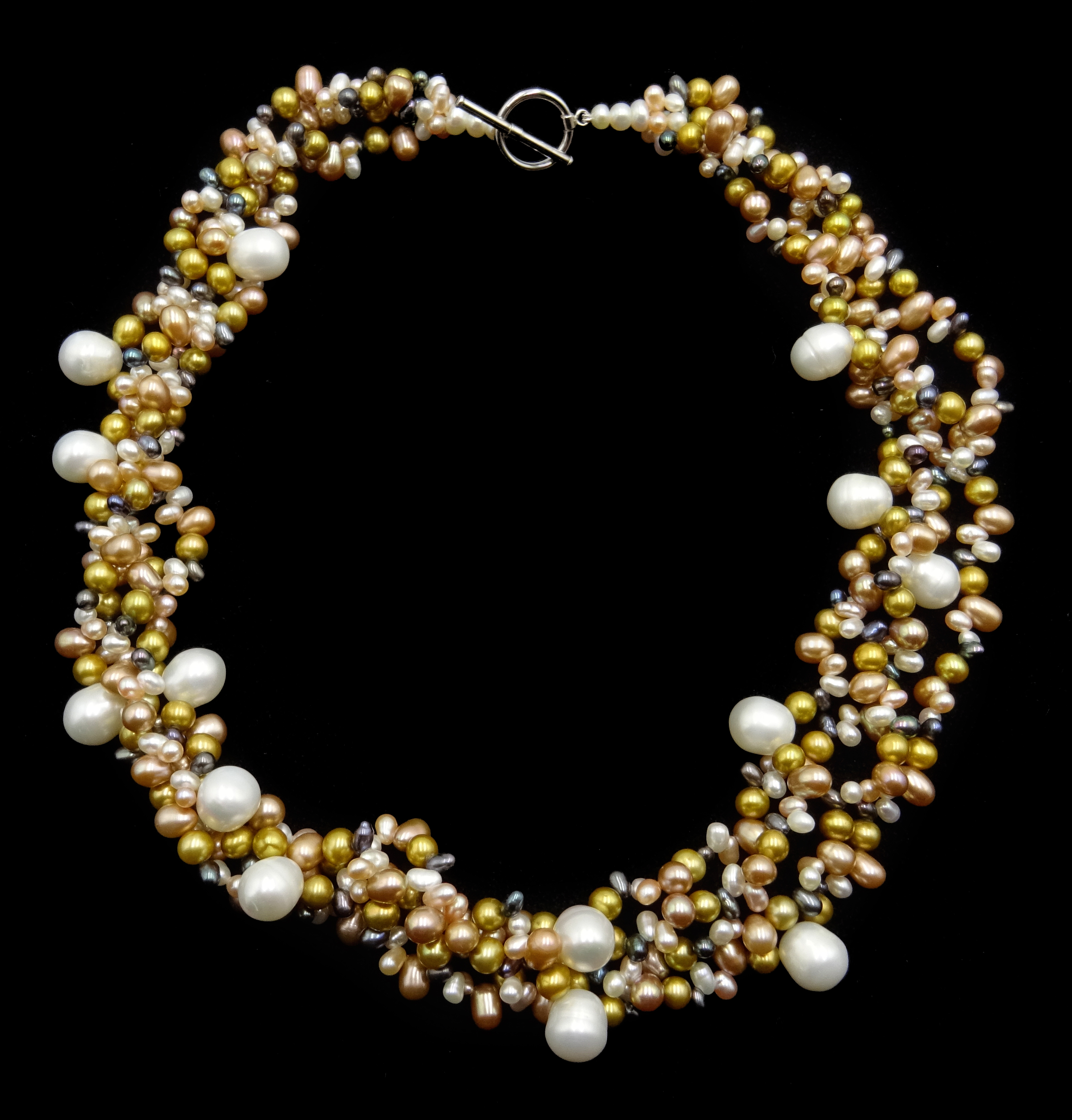 Four strand multi coloured cultured pearl necklace Condition Report Length = 47cm - Image 2 of 2