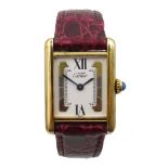 Must de Cartier Paris Vermeil Tank ladies quartz wristwatch, 1992 case no.