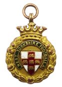 Edwardian 9ct gold and enamel 'East Yorkshire Football' medallion by Fattorini & Sons Ltd,