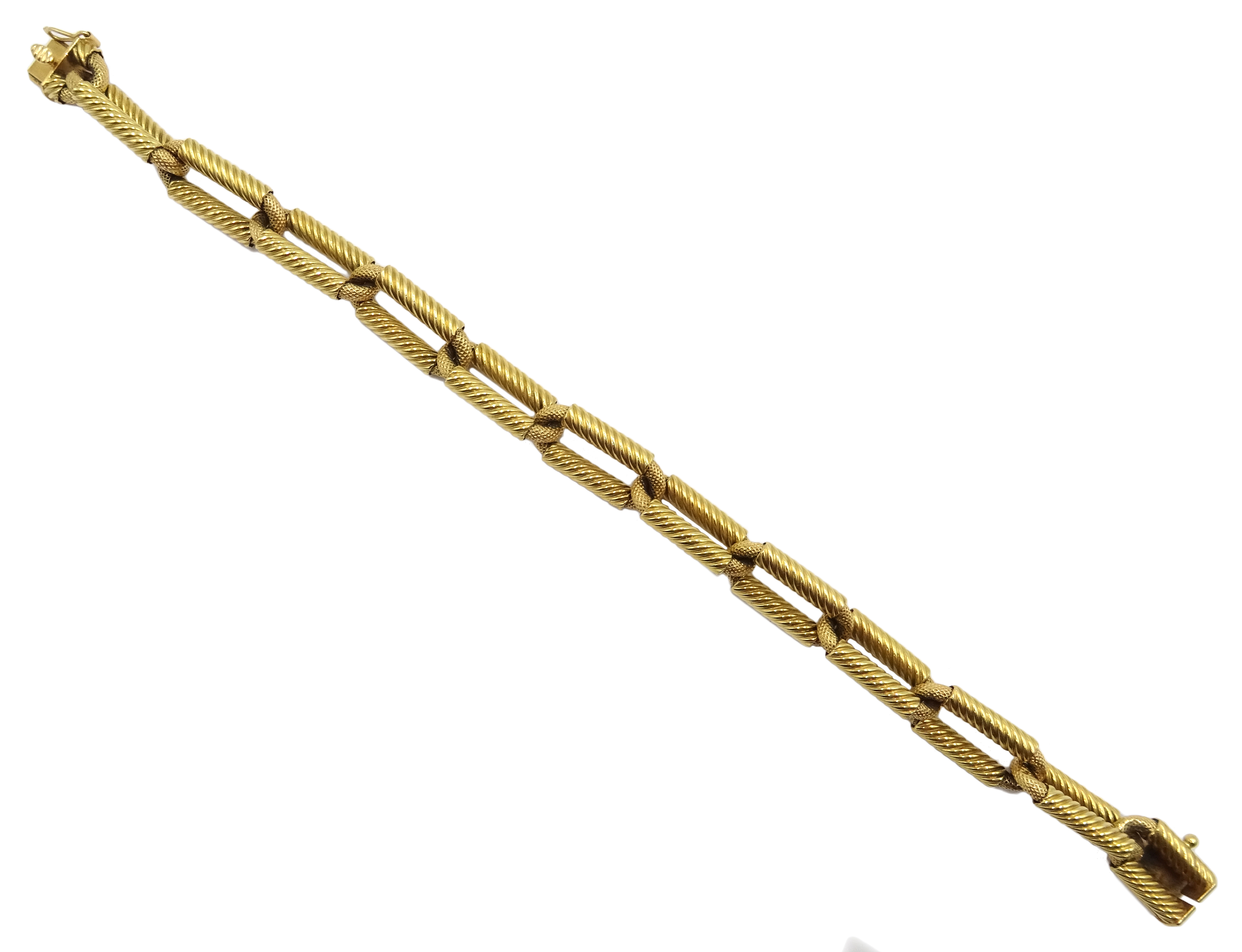 18ct gold rope twist rectangular link bracelet import marks H Samuel Birmingham 1961, - Image 3 of 3