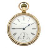 Waltham Traveler 14ct gold-plated pocket watch,