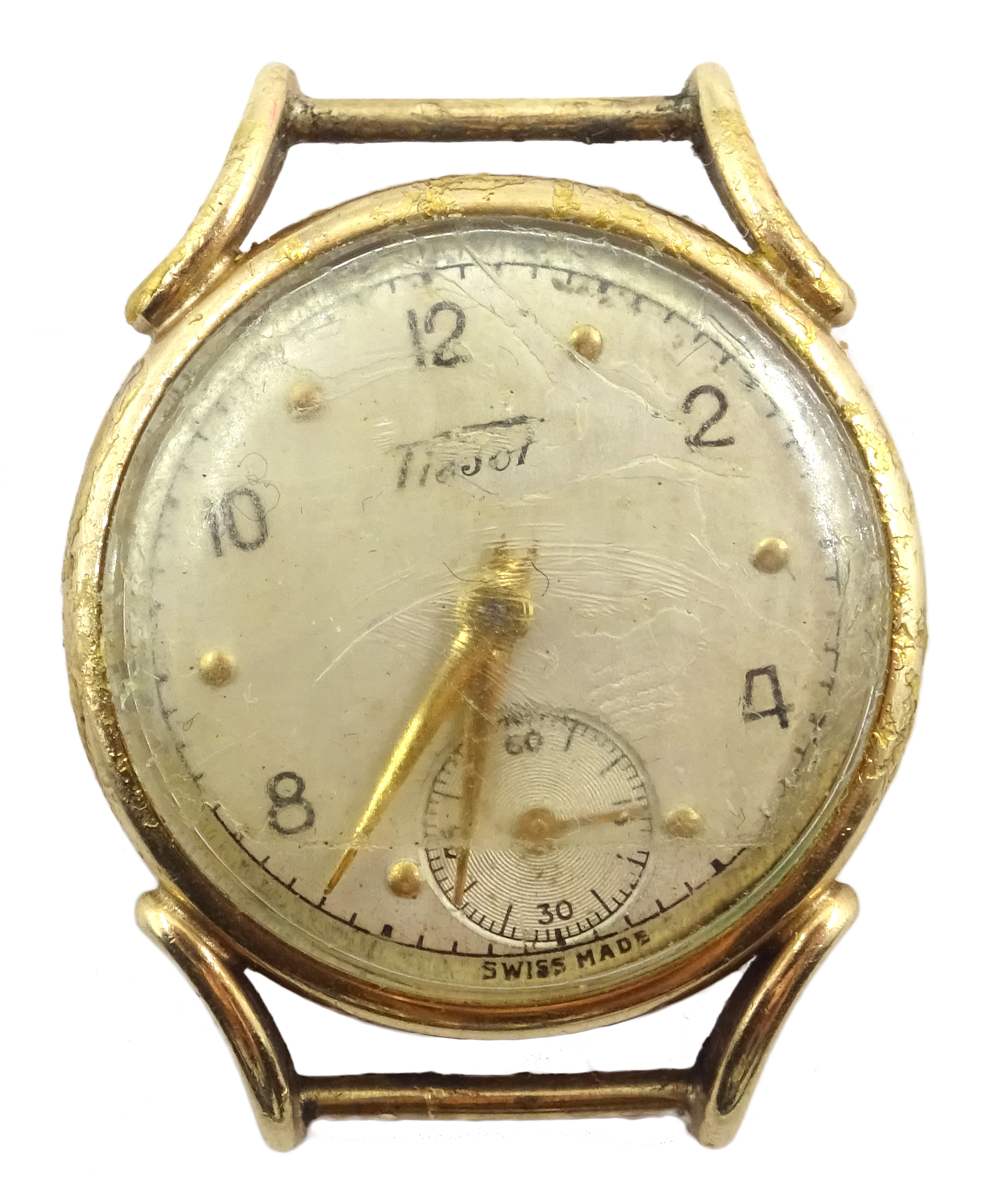 18ct gold ruby and diamond cluster ring, stamped 750 and Tissot 9ct gold wristwatch, - Image 3 of 4