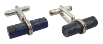 Pair of silver lapis lazuli cufflinks stamped 925 Condition Report <a