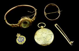 Edwardian 9ct gold (tested) locket pendant,