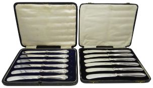 Set of siz silver handled tea knives by John Biggin,