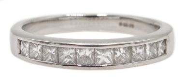 18ct white gold princess cut half eternity ring,