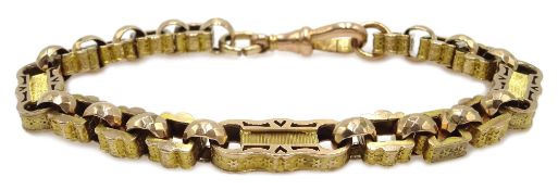 Victorian gold watch chain bracelet hallmarked and stamped 9c, approx 19.