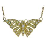 Opal gold on silver butterfly pendant necklace