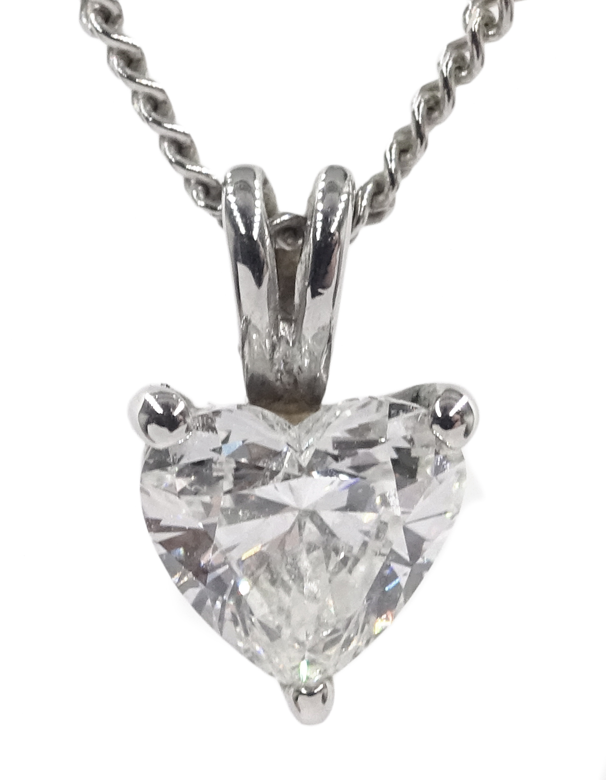18ct white gold heart shaped diamond pendant on 9ct gold necklace Condition Report - Image 2 of 4