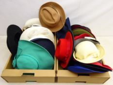 Millinery shop stock: Collection of ladies wool and other hats including Fedoras, Trilby's,