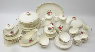 Royal Doulton 'Sweetheart Rose' six setting dinner, tea and coffee service,