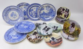 Six Spode Blue Room Collection plates comprising Botanical, Willow, Woodman, Floral,