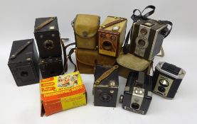 Collection of box and other cameras comprising Ensign 2 1/4B, No.