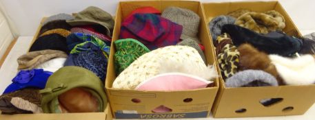Millinery shop stock: Collection of ladies & gents vintage and modern hats including fur & faux fur