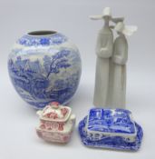 The Spode Blue Room Collection 'Aesop's Fables' vase & Italian butter dish, Lladro Nuns no.