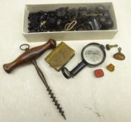19th century lignum vitae handled cork screw,