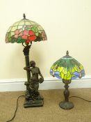 Tiffany style Dragonfly table lamp and similar style figural table lamp,
