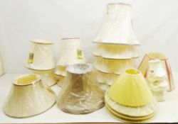 Ex Retail - Collection of 'Gold Crest' Fabric Lamp Shades, varying in size and shape,