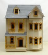 Three storey dolls house: six rooms with opening front & roof, illuminated,