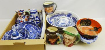 Victorian Masons Ironstone jug, Japanese Imari bowl & plate, Spode Italian tea plates,