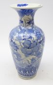 19th/ early 20th century Chinese blue and white baluster vase with flared neck,