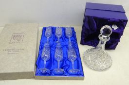 Edinburgh Crystal ships decanter and six champagne flutes,