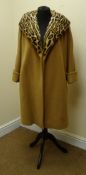 1930's/ 40's full length wool coat with Ocelot style fur collar by J.