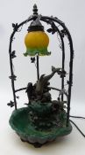 Art Nouveau style water feature lamp with glass shade,