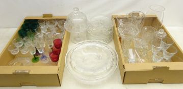 19th century and later glassware comprising fern etched glass comport,