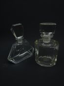 Two Art Deco style faceted glass scent bottles,