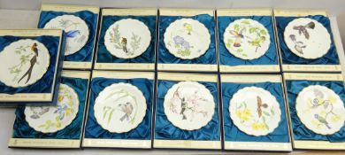 Eleven Royal Worcester limited edition hand-painted dessert plates 'The Birds of Dorothy Doughty',