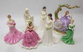 Collection of figurines comprising: Two Royal Worcester 'Catherine, Duchess of Cambridge',