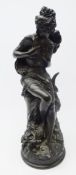 Victorian style bronzed resin model of a lady holding doves after A.