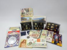 Collection of mostly Great British modern coins and stamps including;