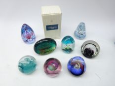 Eight Caithness paperweights: Dolphin Duet, boxed, Ice Fairy, Maelstrom, Tidal Wave,