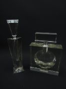 Two Art Deco style clear glass scent bottles,