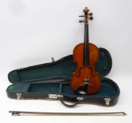 20th century violin, two-piece back measures 34cm, unlabelled,