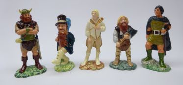 Five Royal Doulton Middle Earth figures: Tom Bombadil HN 2924, Gimli HN 2922, Aragorn HN 2916,