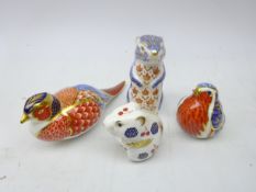 Four Royal Crown Derby paperweights comprising Pheasant, Chipmunk,