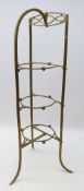 Edwardian brass three tier folding cake stand stamped W T & S for William Tonks & Son,