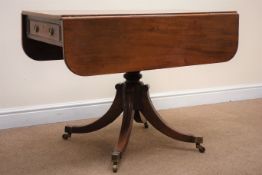 Regency mahogany drop leaf supper table, two drawers,