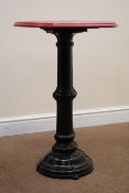 20th century cast iron pedestal pub bar table with painted wooden top, W51cm,