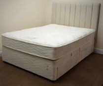 4' 6" double four drawer divan bed with Laura Ashley headboard, W138cm, H65cm,