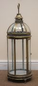 Bronzed finish circular lantern with carrying handle, D28cm,