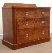 Early 20th century mahogany chest, shaped raised back, two short and two long drawers, plinth base,