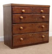 Late 19th century oak chest, two short and three long graduating drawers, W105cm, H97cm,