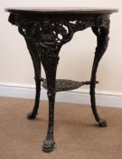 Victorian ornate cast iron Pub table, 'Lund & Reynolds, Keighley', D67cm,