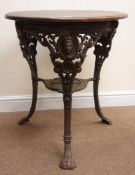 Victorian ornate cast iron Pub table, 'Richard Bell & Sons, Bingley', D66cm,