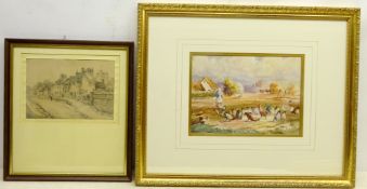 R W Pat** (19th/20th century): 'Feeding Time', watercolour signed and titled 20cm x 27.