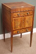19th century inlaid mahogany wash stand, hinged lid enclosing fitted mirror above,